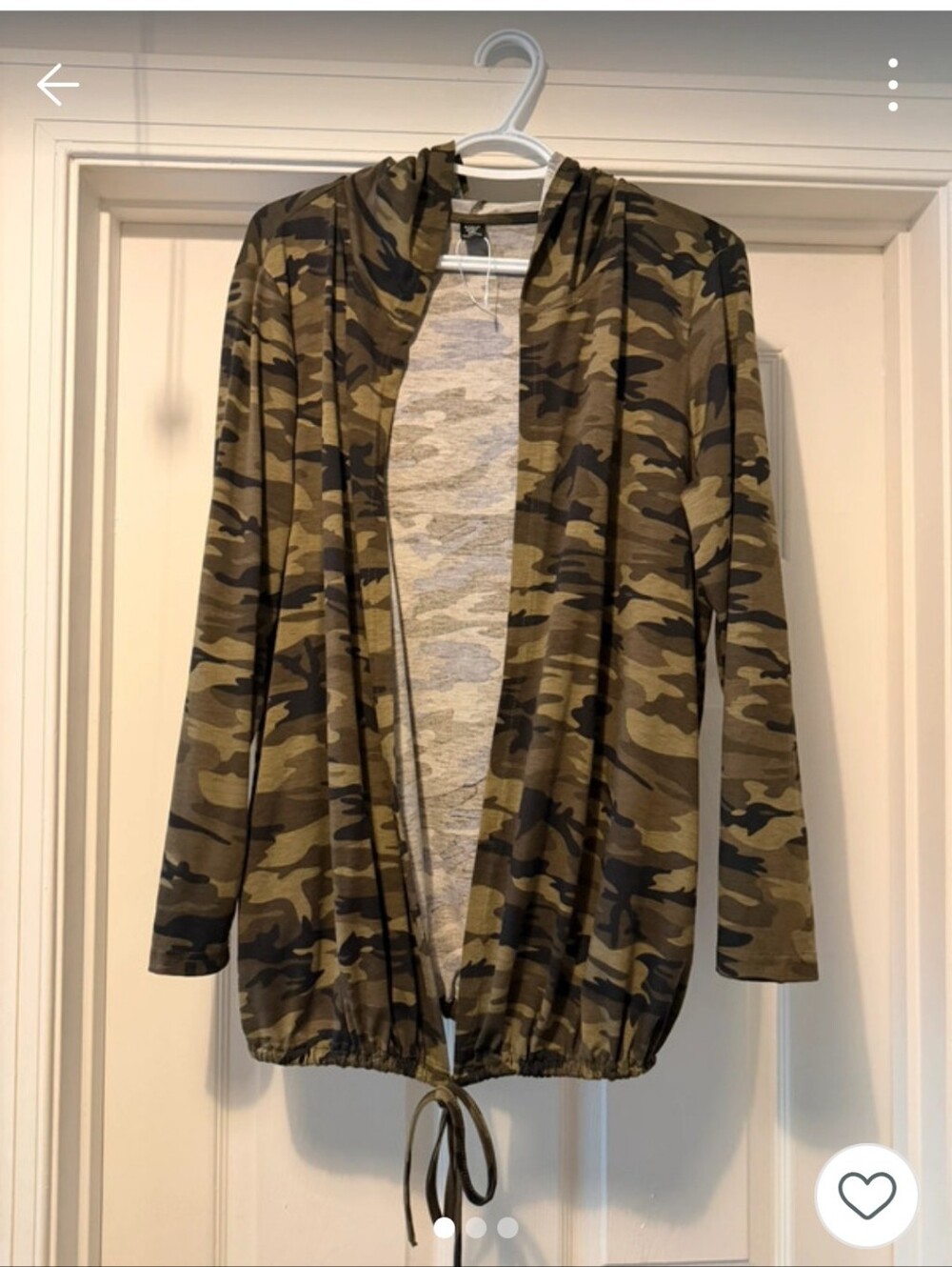 SHEIN Camo Open-Front Drawstring Hooded Cardigan